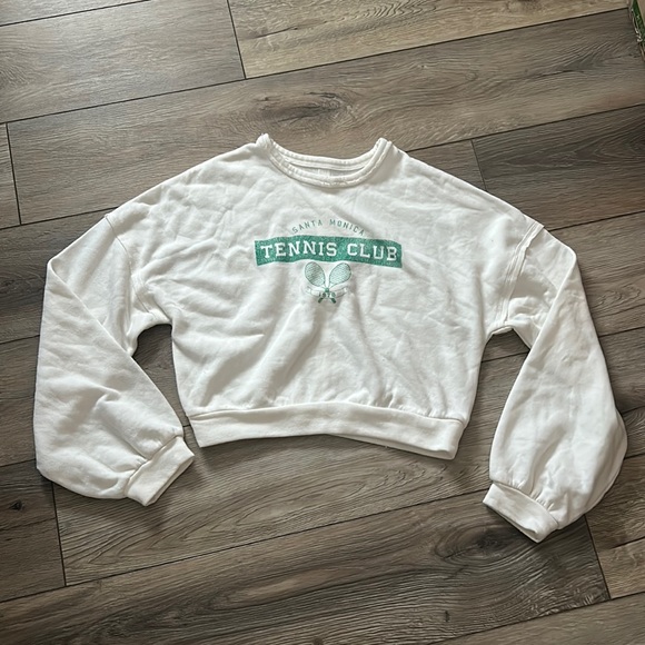 White “Santa Monica tennis club” sweater Arizona jean co size XS - Picture 1 of 2